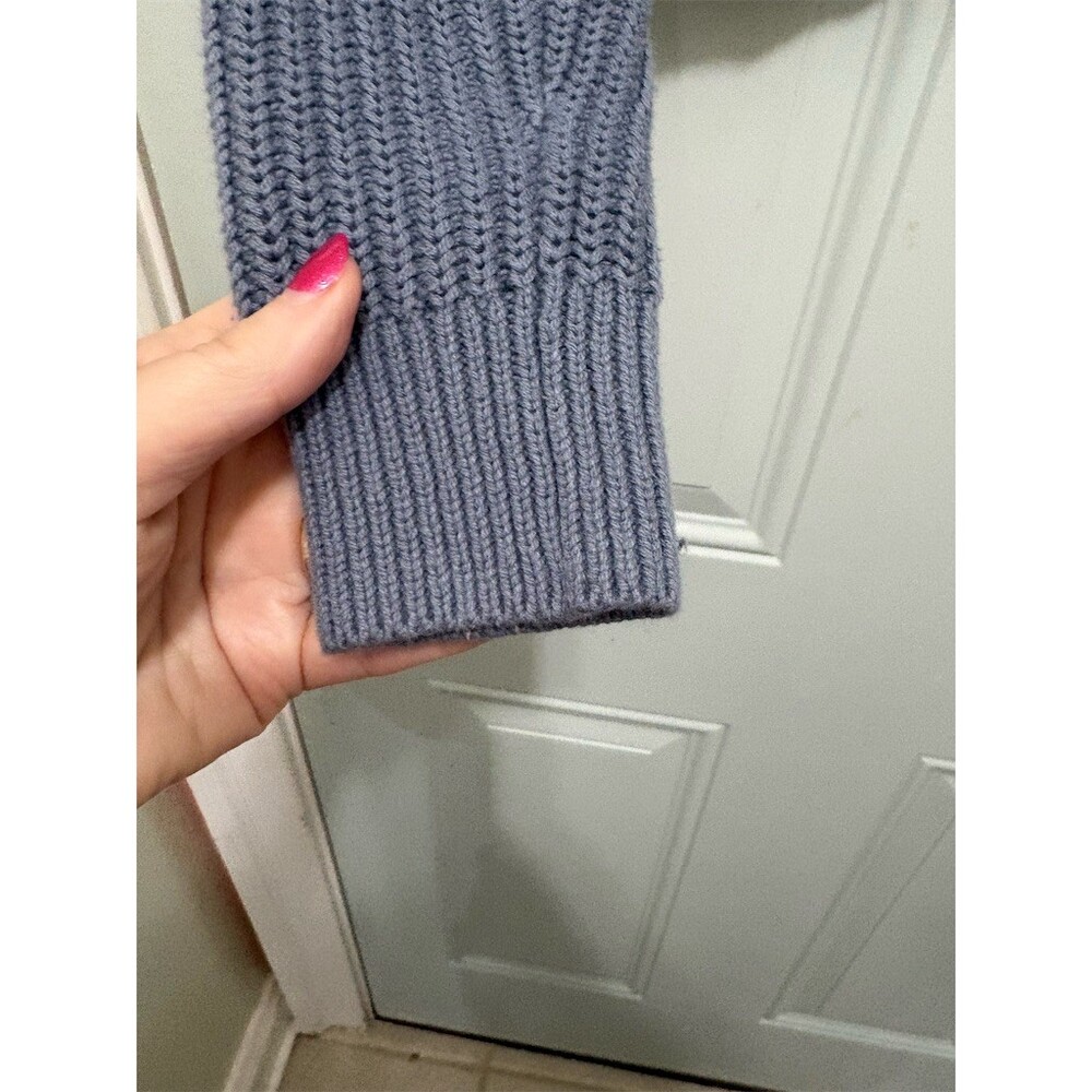 Aéropostale Sweater Womens Size S Blue Cropped Chunky Rib Knit Henley - Picture 3 of 8
